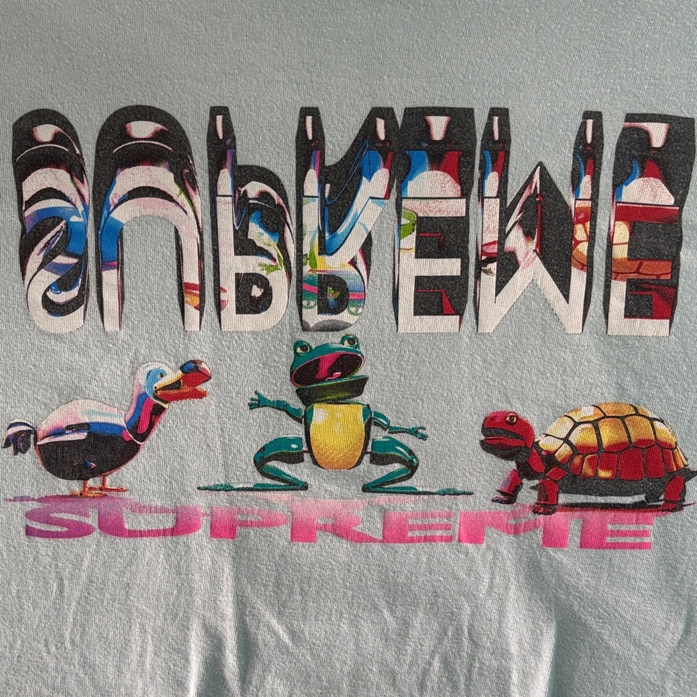 Supreme Multicolor Animal Graphic Tee with Pink Accent